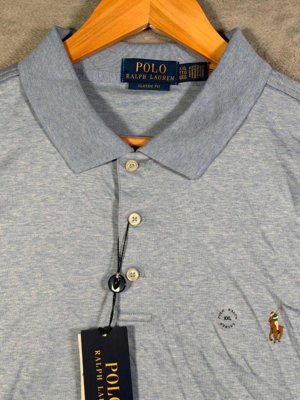 Polo Ralph Lauren Shirt Mens XXL Blue Heather Classic Fit Short Sleeve Soft $110